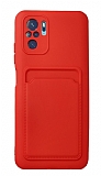 Xiaomi Poco M5s Kartlıklı Kamera Korumalı Kırmızı Kılıf