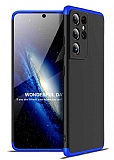 Zore GKK Ays Samsung Galaxy S21 Ultra 360 Derece Koruma Siyah-Mavi Rubber Kılıf