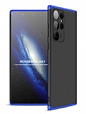 Zore GKK Ays Samsung Galaxy S22 Ultra 5G 360 Derece Koruma Siyah-Mavi Rubber Kılıf