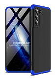 Zore GKK Ays Samsung Galaxy S21 FE 5G 360 Derece Koruma Siyah-Mavi Rubber Klf