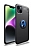 Eiroo Liquid Ring iPhone 14 Standl Siyah-Mavi Silikon Klf
