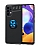 Eiroo Liquid Ring Samsung Galaxy A13 Standl Siyah-Mavi Silikon Klf