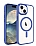 Eiroo Luxe iPhone 15 Plus Magsafe zellikli Silikon Kenarl Mavi Rubber Klf