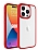Eiroo Luxe iPhone 15 Pro Max Silikon Kenarl Krmz Rubber Klf