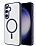 Eiroo Luxe Samsung Galaxy S24 Magsafe zellikli Silikon Kenarl Lacivert Rubber Klf