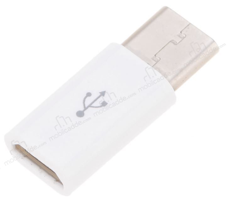 Eiroo Micro USB Girişini USB Type-C Girişe Dönüştürücü Adaptör Beyaz