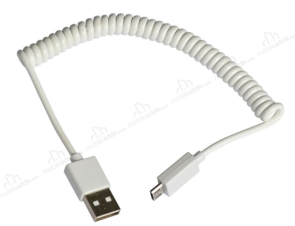 Cortrea Spiral Micro USB Beyaz Data Kablosu 1m
