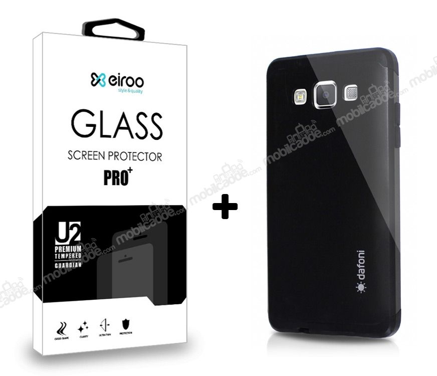 Dafoni Samsung Galaxy A5 Siyah Kılıf ve Eiroo Cam Ekran Koruyucu Seti
