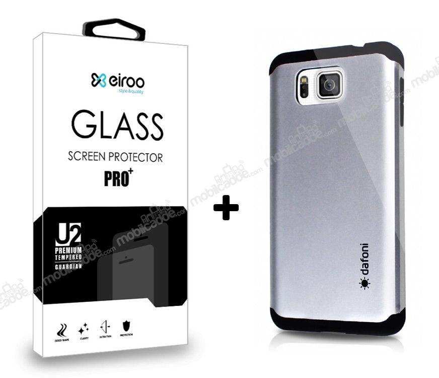 Dafoni Samsung Galaxy Alpha Silver Kılıf ve Eiroo Cam Ekran Koruyucu Seti