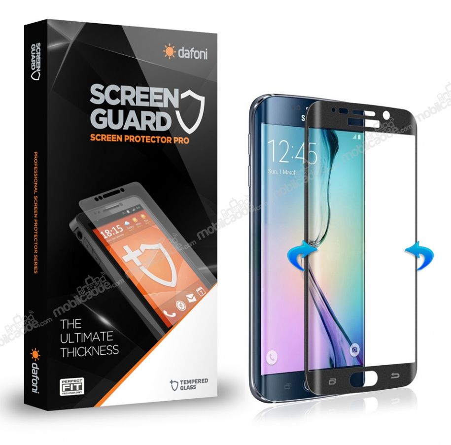 Dafoni Samsung Galaxy S6 Edge Curve Tempered Glass Premium Lacivert Cam Ekran Koruyucu