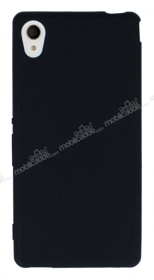 Eiroo Air Spring Sony Xperia M4 Aqua Çizgili Siyah Silikon Kılıf