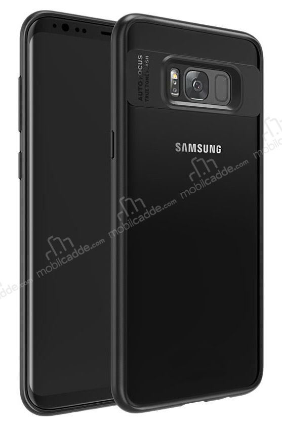 Eiroo Cam Hybrid Samsung Galaxy S8 Kamera Korumalı Siyah Kenarlı Rubber Kılıf