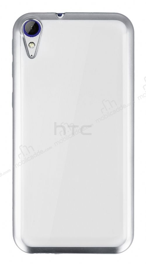 HTC Desire 830 Silver Kenarlı Şeffaf Silikon Kılıf