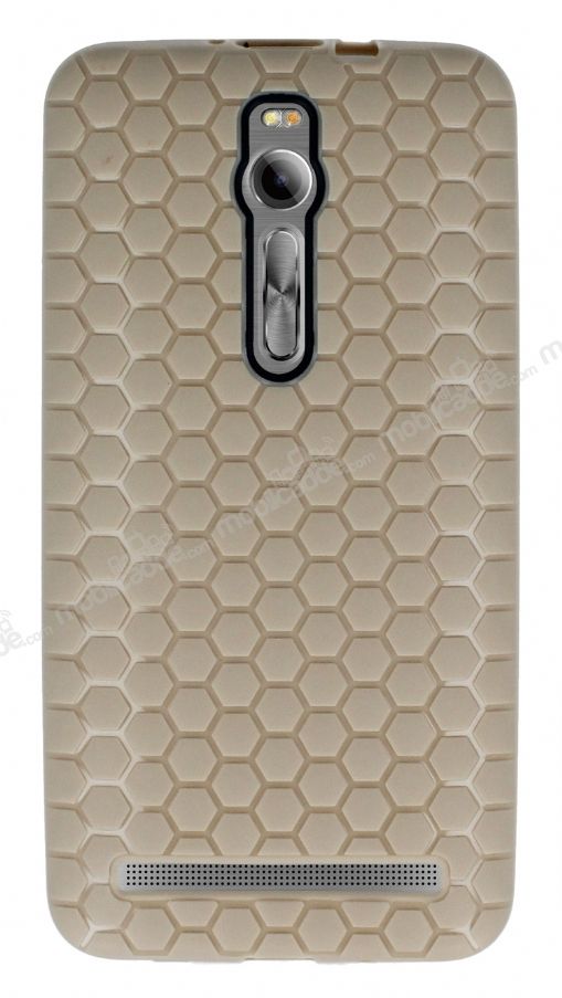 Eiroo Honeycomb Asus Zenfone 2 Krem Silikon Kılıf