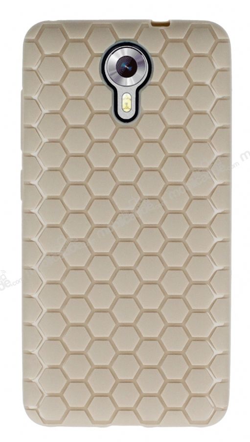 Eiroo Honeycomb General Mobile Android One Krem Silikon Kılıf