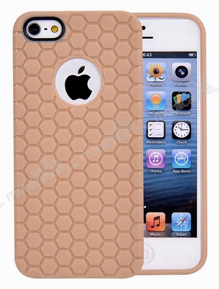Eiroo Honeycomb iPhone SE / 5 / 5S Krem Silikon Kılıf