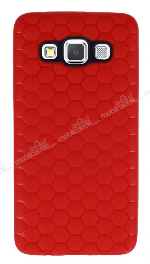 Eiroo Honeycomb Samsung Galaxy A3 Kırmızı Silikon Kılıf