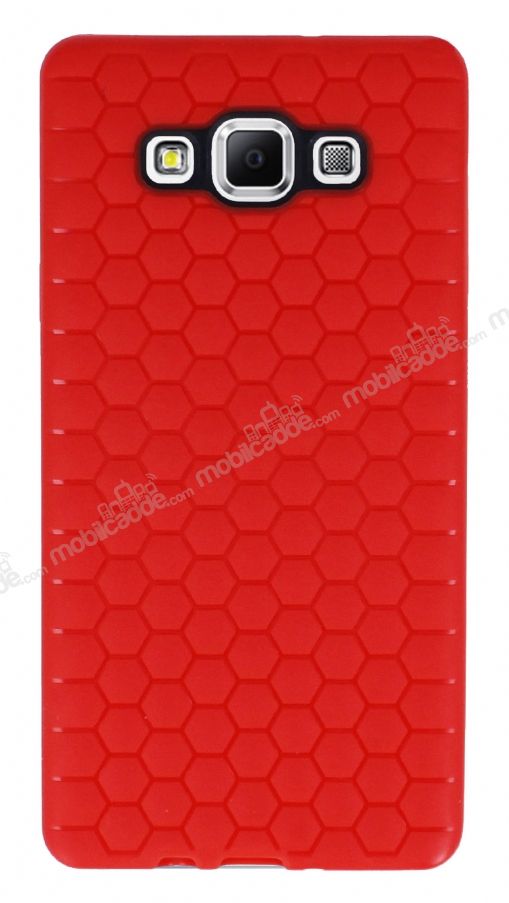 Eiroo Honeycomb Samsung Galaxy A7 Kırmızı Silikon Kılıf