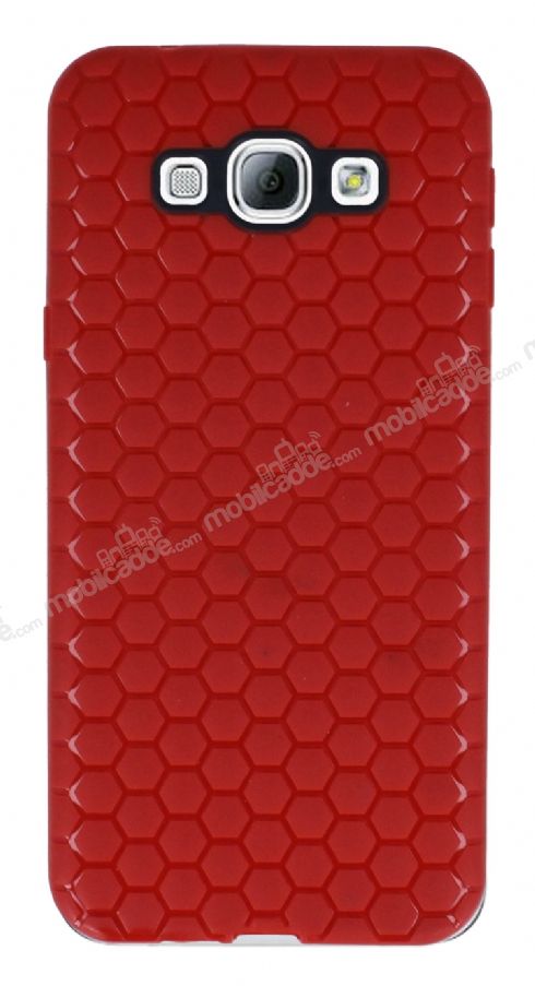 Eiroo Honeycomb Samsung Galaxy A8 Kırmızı Silikon Kılıf