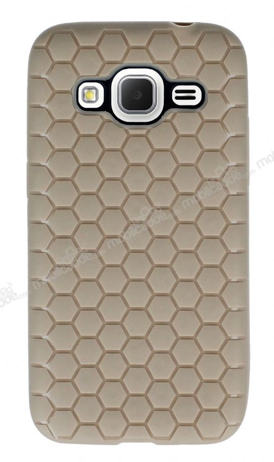 Eiroo Honeycomb Samsung Galaxy Core Prime Krem Silikon Kılıf