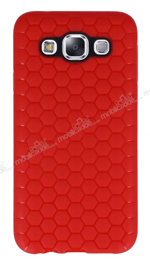 Eiroo Honeycomb Samsung Galaxy E5 Kırmızı Silikon Kılıf