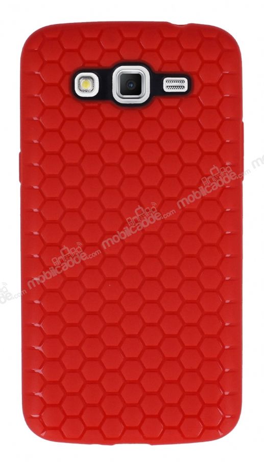 Eiroo Honeycomb Samsung Galaxy Grand 2 Kırmızı Silikon Kılıf