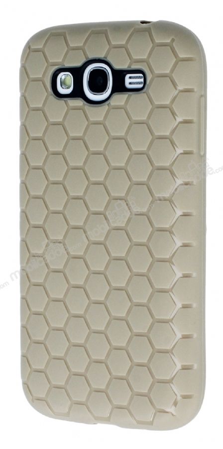 Eiroo Honeycomb Samsung Galaxy Grand Krem Silikon Kılıf