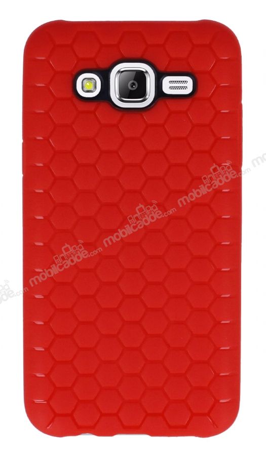 Eiroo Honeycomb Samsung Galaxy J5 Kırmızı Silikon Kılıf