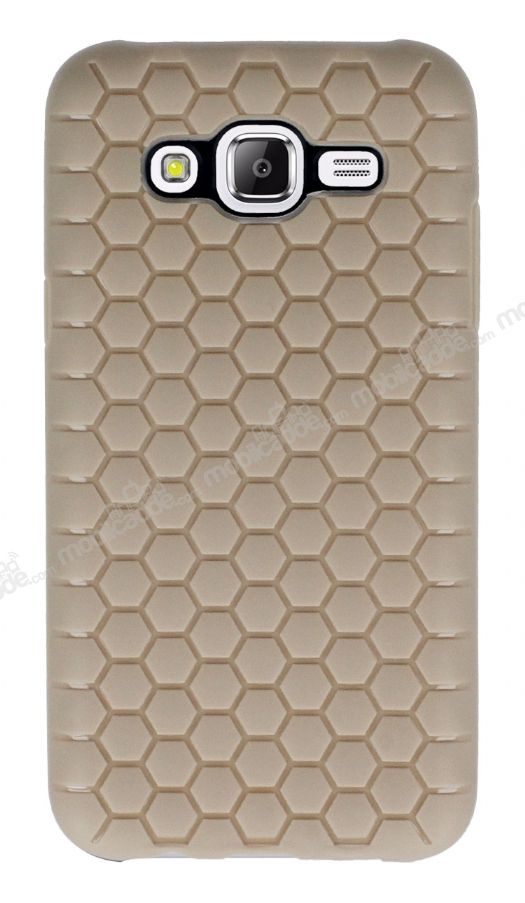Eiroo Honeycomb Samsung Galaxy J5 Krem Silikon Kılıf