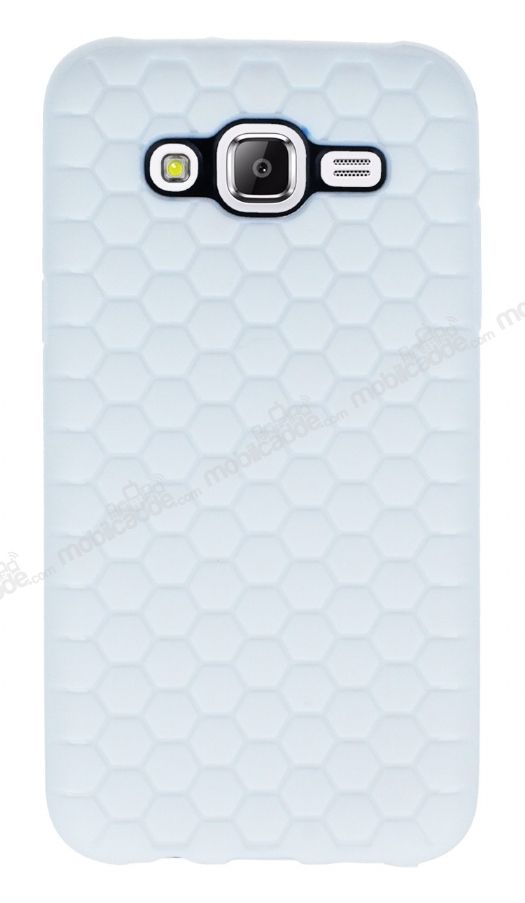 Eiroo Honeycomb Samsung Galaxy J7 Beyaz Silikon Kılıf