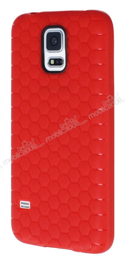 Eiroo Honeycomb Samsung Galaxy S5 Kırmızı Silikon Kılıf
