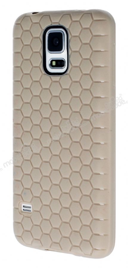 Eiroo Honeycomb Samsung Galaxy S5 Krem Silikon Kılıf