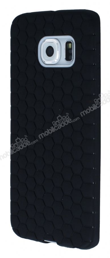 Eiroo Honeycomb Samsung Galaxy S6 edge Siyah Silikon Kılıf