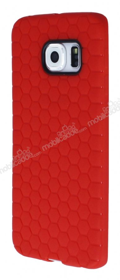 Eiroo Honeycomb Samsung Galaxy S6 edge Kırmızı Silikon Kılıf