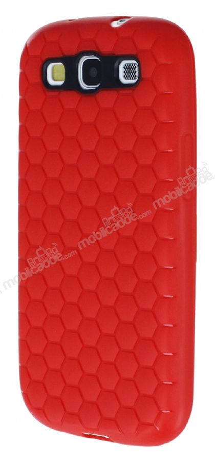 Eiroo Honeycomb Samsung i9300 Galaxy S3 Kırmızı Silikon Kılıf