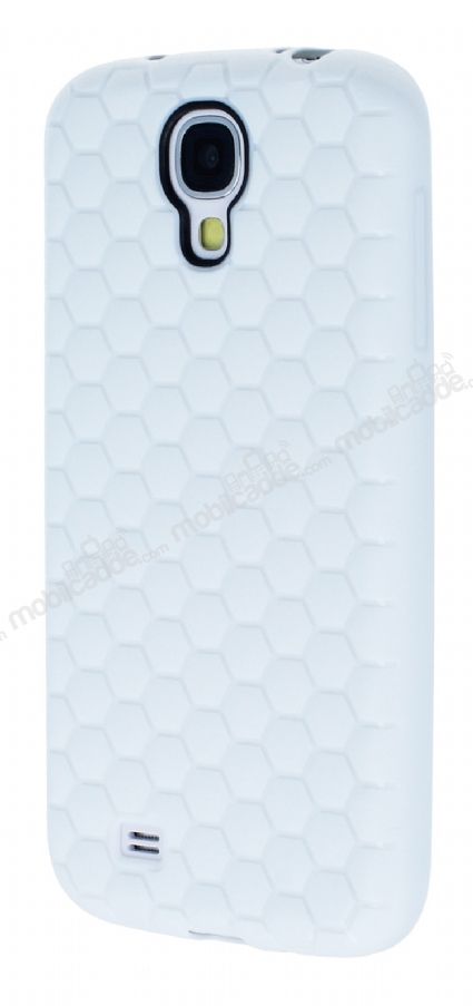 Eiroo Honeycomb Samsung i9500 Galaxy S4 Beyaz Silikon Kılıf