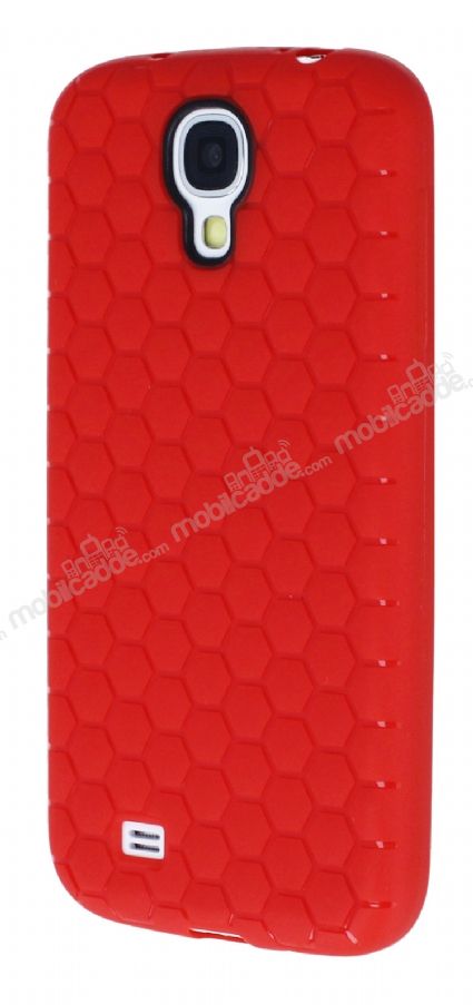 Eiroo Honeycomb Samsung i9500 Galaxy S4 Kırmızı Silikon Kılıf