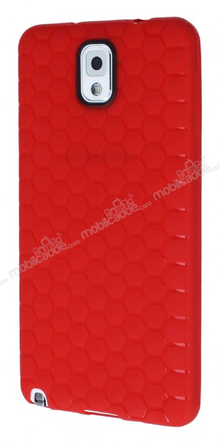 Eiroo Honeycomb Samsung N9000 Galaxy Note 3 Kırmızı Silikon Kılıf