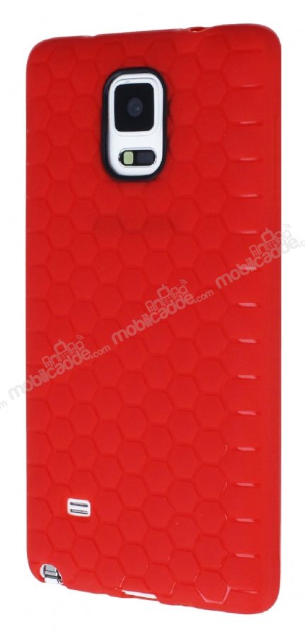 Eiroo Honeycomb Samsung N9100 Galaxy Note 4 Kırmızı Silikon Kılıf
