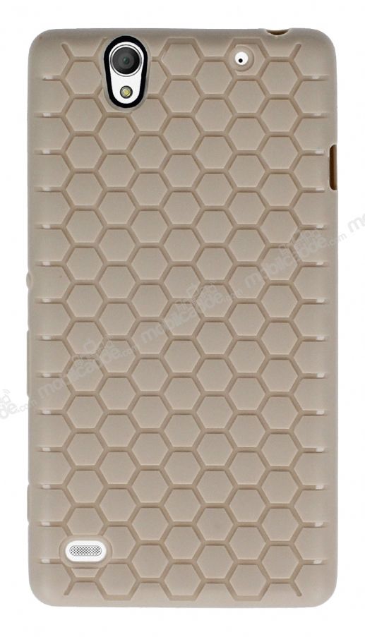 Eiroo Honeycomb Sony Xperia C4 Krem Silikon Kılıf