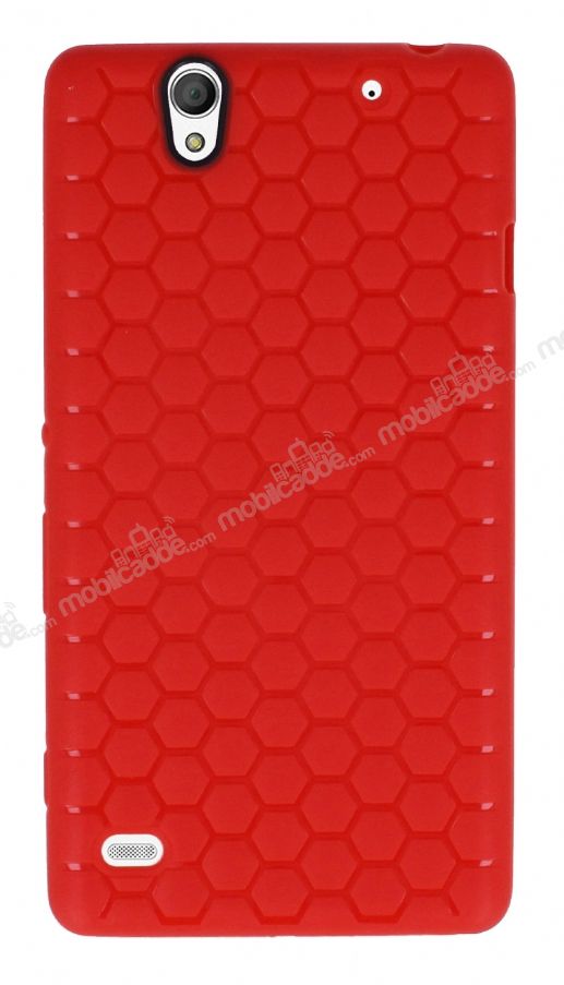Eiroo Honeycomb Sony Xperia C4 Kırmızı Silikon Kılıf