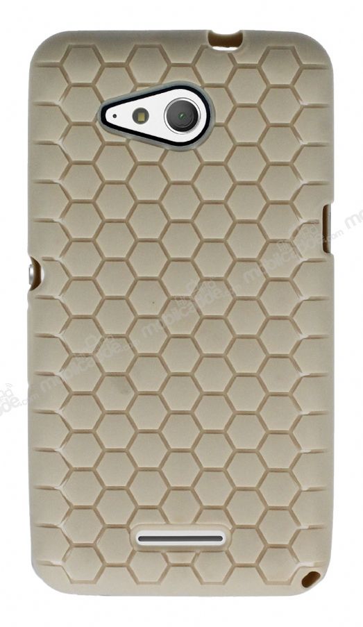 Eiroo Honeycomb Sony Xperia E4g Krem Silikon Kılıf