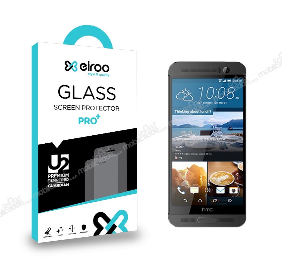 Eiroo HTC One M9 Plus Tempered Glass Cam Ekran Koruyucu