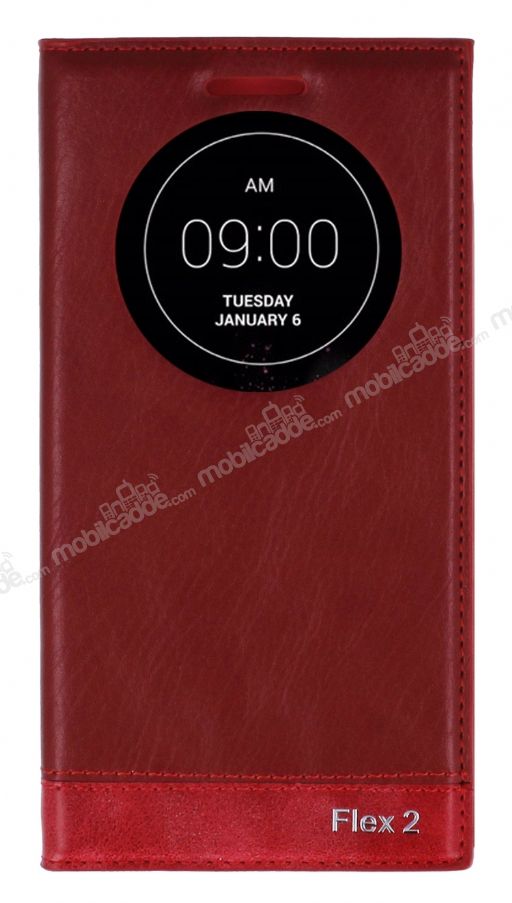 LG G Flex 2 Gizli Mıknatıslı Uyku Modlu Kırmızı Kılıf