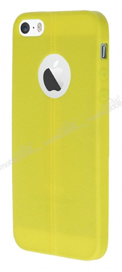 iPhone SE / 5 / 5S Deri Desenli Ultra İnce Sarı Silikon Kılıf
