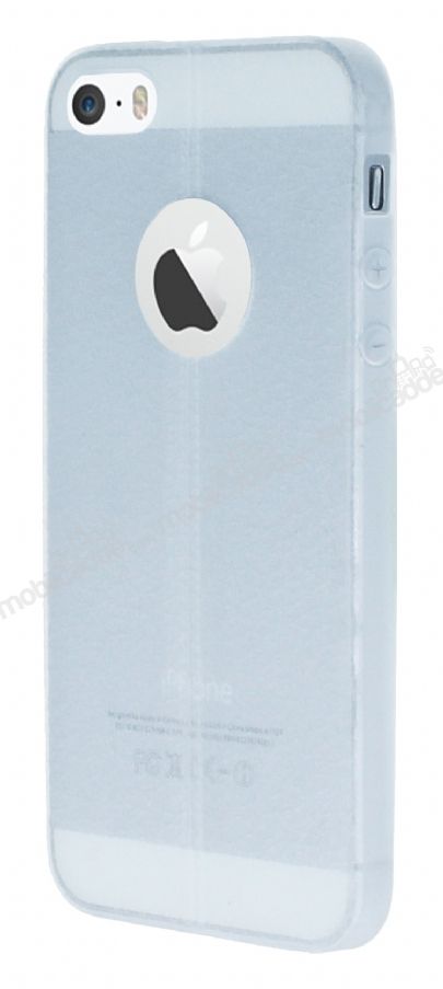 iPhone SE / 5 / 5S Deri Desenli Ultra İnce Şeffaf Silikon Kılıf