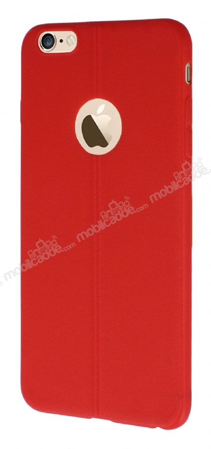 iPhone 6 Plus / 6S Plus Deri Desenli Ultra İnce Kırmızı Silikon Kılıf
