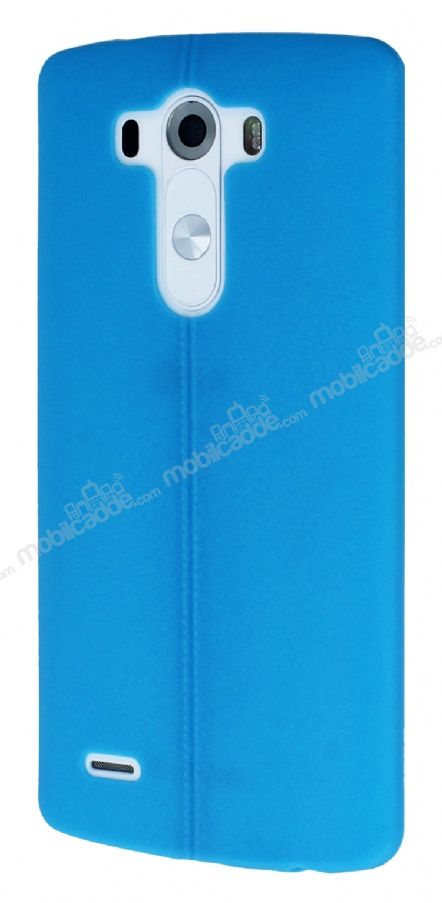 LG G3 Deri Desenli Ultra İnce Mavi Silikon Kılıf