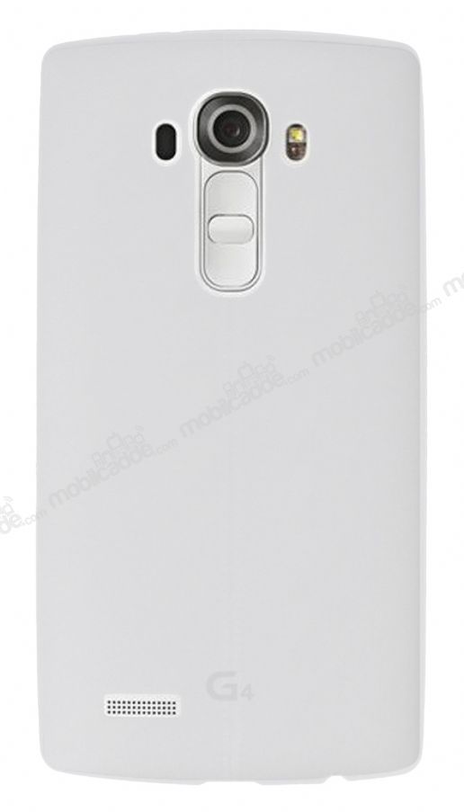 LG G4 Deri Desenli Ultra İnce Şeffaf Beyaz Silikon Kılıf