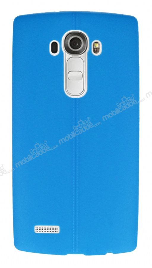 LG G4 Deri Desenli Ultra İnce Mavi Silikon Kılıf